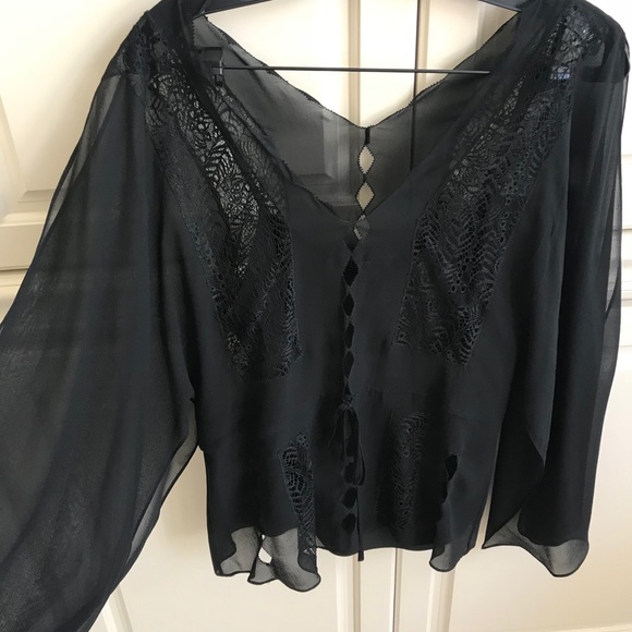 BCBG black lace top long sleeve - Picture 7 of 8